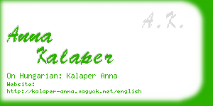 anna kalaper business card